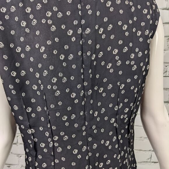 ABS platinum Allen Schwartz silk tank top with crochet applique size small - Picture 3 of 7